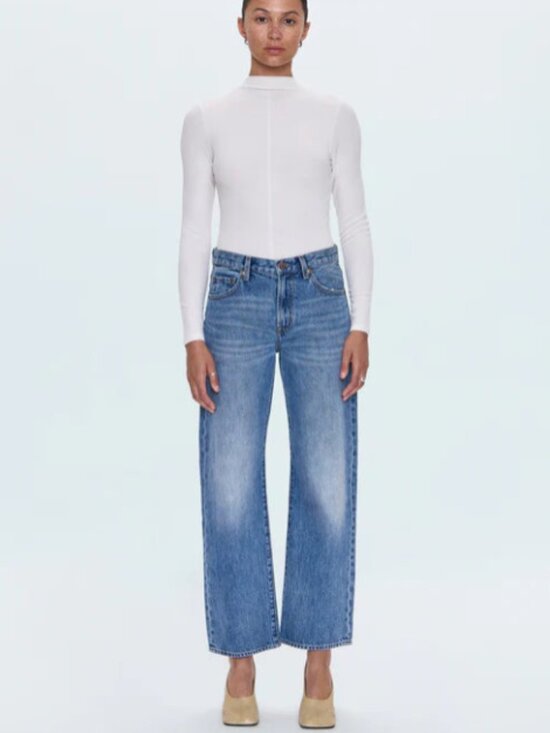 pistola Denim - Pistola Lexi Mid Rise Bowed Straight Jean - Metropolis